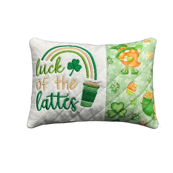 Hand Crafted Decorative Pillow St. Patrick's Day Themed Pillow green white - Picture 10 of 13